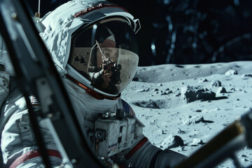 Fototapeta premium reflections from the visor of an astronaut's helmet 