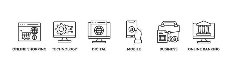 E-Payment banner web icon illustration concept of internet banking with icon of online shopping, technology, digital, mobile, business and online banking	
