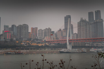 A Chongqing cable car crosses the Yangtze River from Yuzhong District