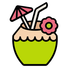 Coconut Drink Icon Element For Design