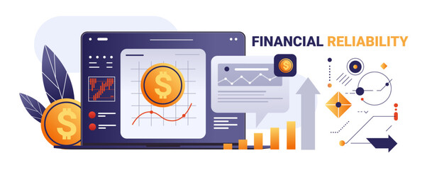 graphs and diagrams financial security reliability stability growth fintech business investment concept horizontal