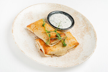 tasty pancakes with sour cream