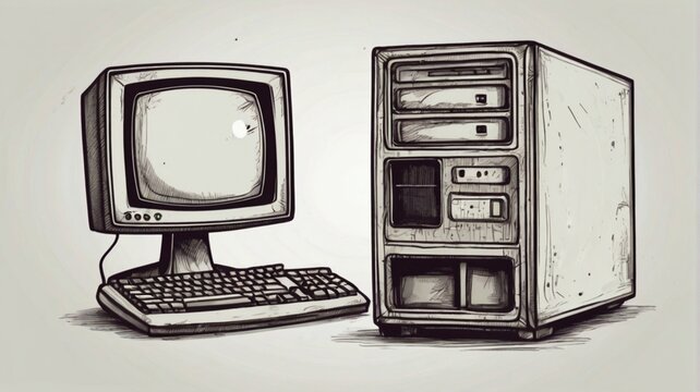 old computer monitor and mouse