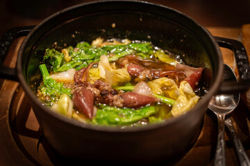 ホタルイカと菜の花のアヒージョ