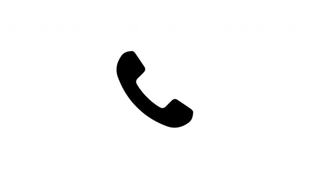 Incoming telephone call icon Animation on green screen chroma key and white background. Phone ring sign in 4K footage. Handset icon animation.