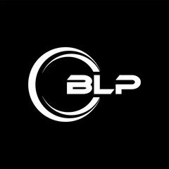 BLP letter logo design with black background in illustrator, cube logo, vector logo, modern alphabet font overlap style. Calligraphy designs for logo, Poster, Invitation, etc.