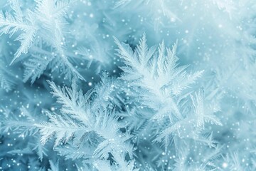A frosted, icy texture with crystalline noise details on a cool blue background, suggesting the crispness of winter - obrazy, fototapety, plakaty