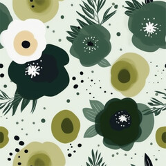 Aqua Terra Brown French Grey Abstract Wild Flower Elegant Leaf Watercolor Scandinavian Design Seamless Pattern Wallpaper Curtain Bedding Upholstery White Background Vector