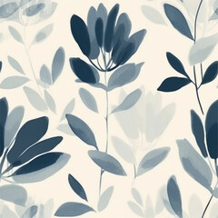 Aqua Terra Brown French Grey Abstract Wild Flower Elegant Leaf Watercolor Scandinavian Design Seamless Pattern Wallpaper Curtain Bedding Upholstery White Background Vector