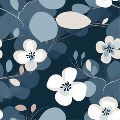 Flower Abstract Line Art Scandinavian Design Seamless Pattern Wallpaper Fabric Curtain Bedding Background