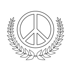 World peace concept with peace symbol and wreath in vector icon - 755369919