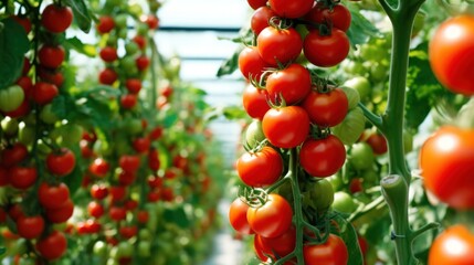 Tomatoes Vertical farming facility, hydroponics aquaponics sustainable organic farming