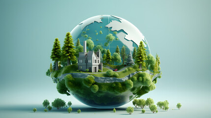 Renewable Energy Earth 3d rendering - obrazy, fototapety, plakaty