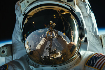 Incorporate reflections from the surface of the astronauts' helmets as they work 