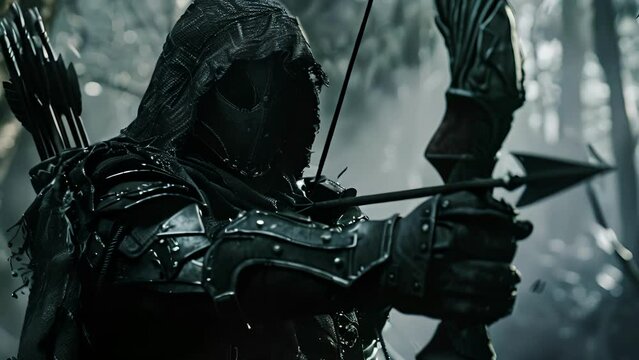 A heavily armored archer stands tall and confident his presence alone enough to strike fear into the hearts of his enemies.