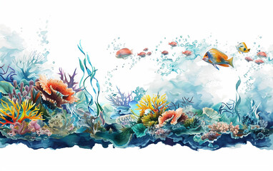 Fototapeta na wymiar Vector Graphic of Underwater Scene Isolated on White Background.