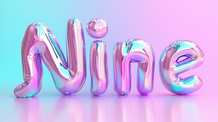 The Alphabet Letter 'N' in a Pink and Purple Balloon Style