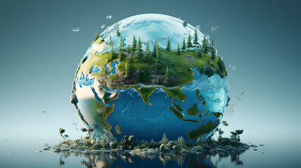 Water Pollution earth 3d rendering