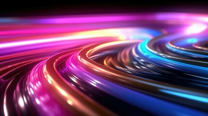 Abstract background with neon lights and waves. 3D illustration