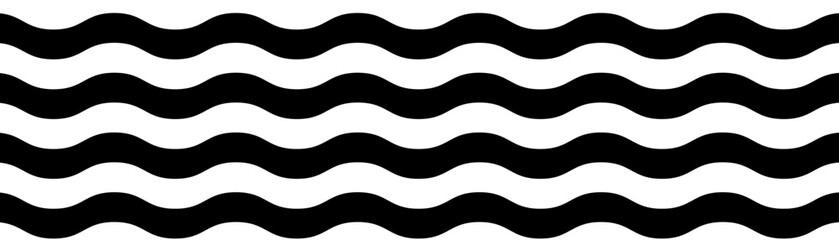 Black on white horizontal abstract wave line stripes background, wave pattern design