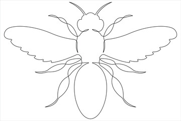 Simple illustration of honey bee shape continuous one line art bee outline vector 
