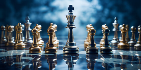 Chess kings represent leadership in business teamwork winning and risk management
