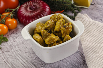 Indian cuisine curry chicken fillet