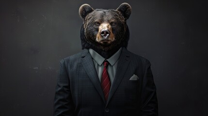 Naklejka premium When wildlife meets corporate: A bear with a flair for business!