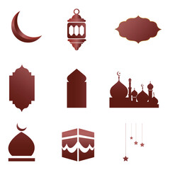 Set of Islamic Shape Illustration. Silhouette of Islamic Badge Vector