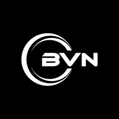 BVN letter logo design with black background in illustrator, cube logo, vector logo, modern alphabet font overlap style. calligraphy designs for logo, Poster, Invitation, etc.