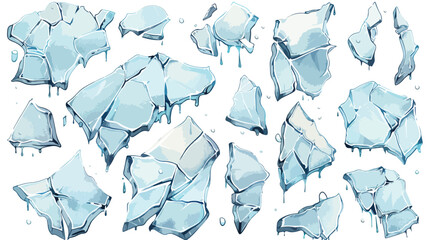 Cracked ice symbols of the snow. flat vector isolated