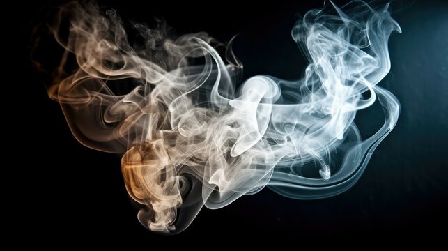 Smoke isolated on a black background. Abstract background for design.