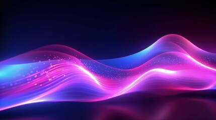 Abstract background with glowing particles, multicolored wave lines