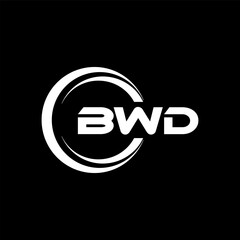 BWD letter logo design with black background in illustrator, cube logo, vector logo, modern alphabet font overlap style. calligraphy designs for logo, Poster, Invitation, etc.