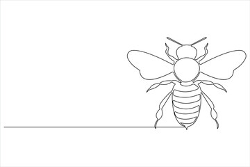 Simple illustration of honey bee shape continuous one line art bee outline vector 
