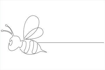 Simple illustration of honey bee shape continuous one line art bee outline vector 
 - obrazy, fototapety, plakaty