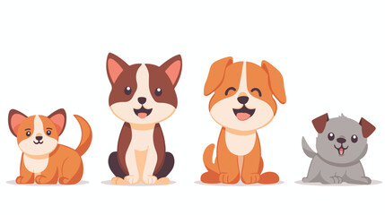 Cute funny pet cartoon flat vector 