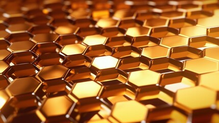 Fototapeta premium Golden hexagon background, 3d rendering. 