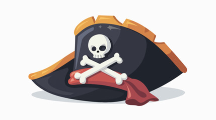 Cute pirate hat icon flat vector isolated on white background