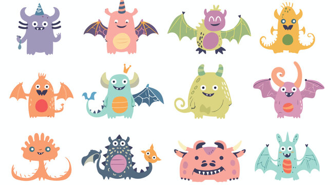 Cute vector monster illustrations design. 