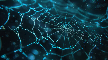 Envision a spider web seamlessly blending into a visual metaphor of a network Develop this into a oneofakind backdrop background illustration capturing both natural and digital elements - obrazy, fototapety, plakaty
