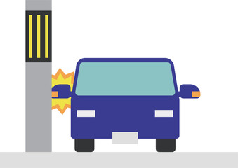 車のドアミラーが電柱に接触してしまったイメージ素材