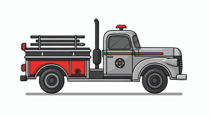 Fireman car truck icon in flat outlined grayscale sty