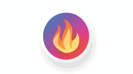 Fire flames flat icon on colorful floating 