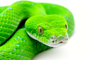 Fototapeta premium Beautiful colorful fancy snake On a white background.