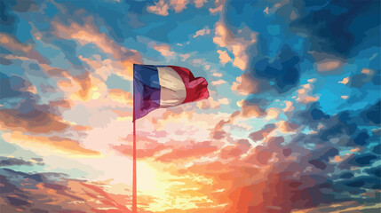 Flag of Brittany Gwenn ha du France at cloudy sky  - obrazy, fototapety, plakaty