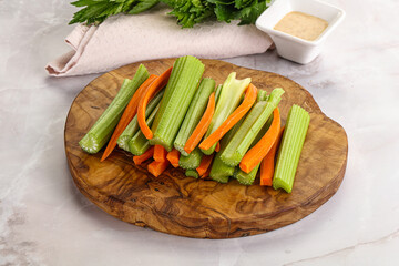 Vegan cuisine - dietary celery and carrot cticks