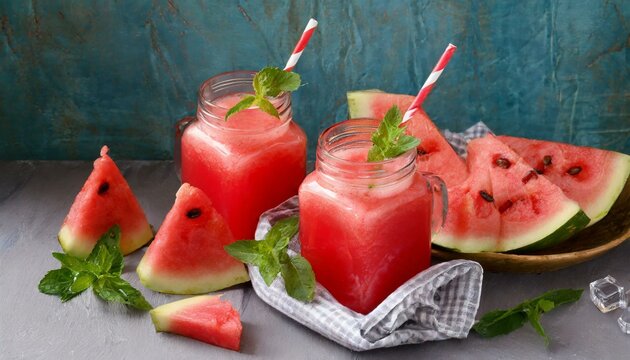 Tropical Treat: Quenching Thirst with Watermelon Juice and Fruit Chunks
