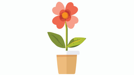 Flower in pot icon isolated on white background flat