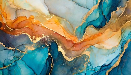 Marble ink abstract art background. Luxury abstract fluid art painting in alcohol ink technique,...